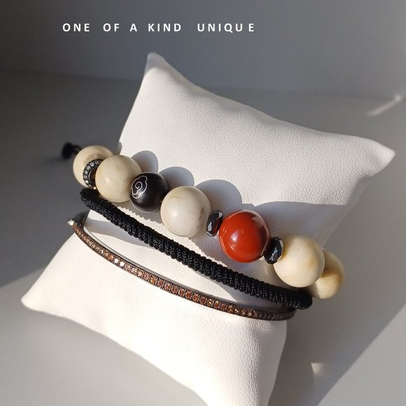 High quality Matte marble  stone with sandalwood zen style bracelet - Picture 1 of 7